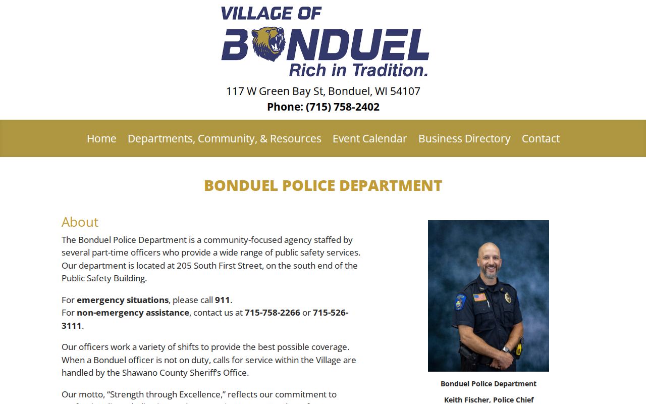Bonduel criminal records police department channel