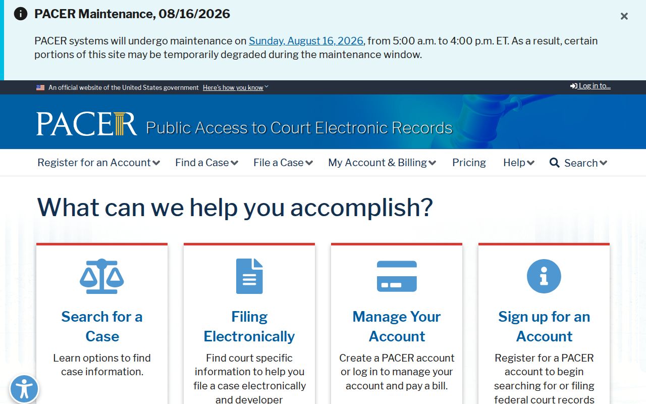 PACER federal criminal court search beyond Shawano County