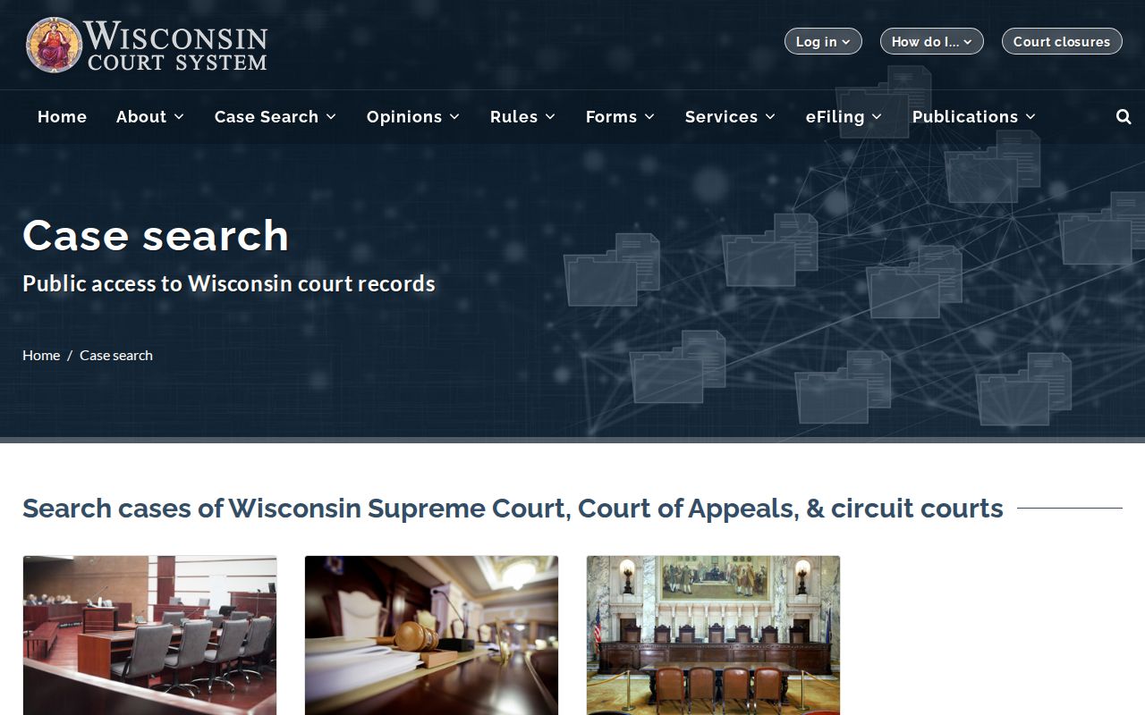 Wisconsin court gateway for Shawano County criminal court cases