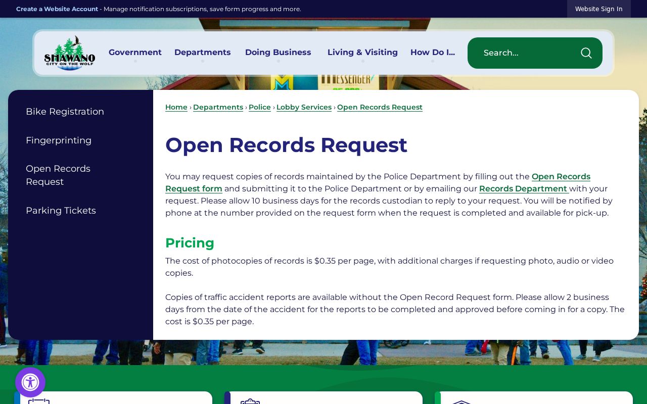 Shawano criminal records open-records process